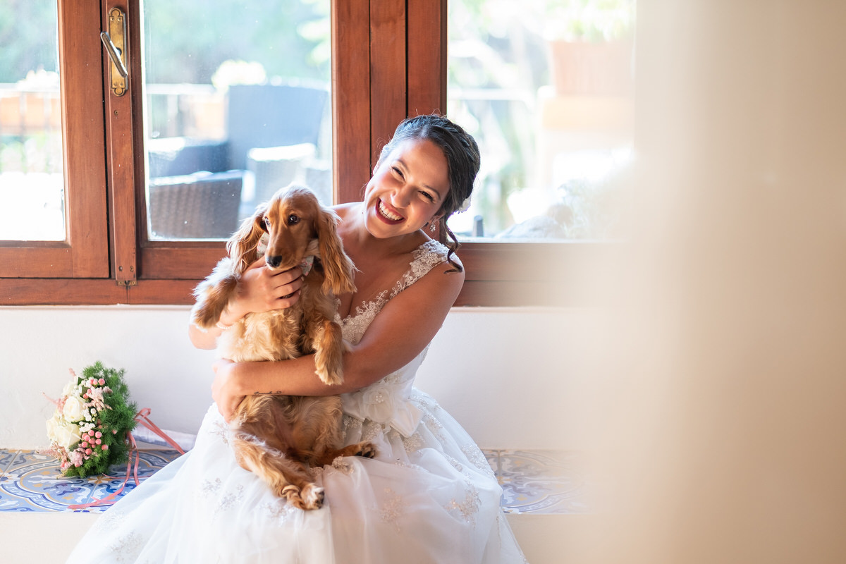 sposa e cucciolo di cocker